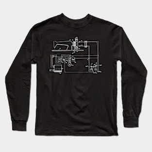 Driving Arrangements for Sewing Machine Vintage Patent Hand Drawing Long Sleeve T-Shirt